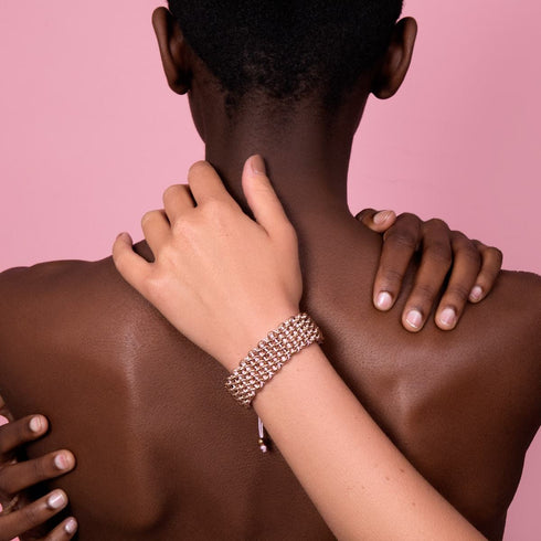 Tree Sloth Links | Deluxe Kismet Bracelet | White x Rose Gold